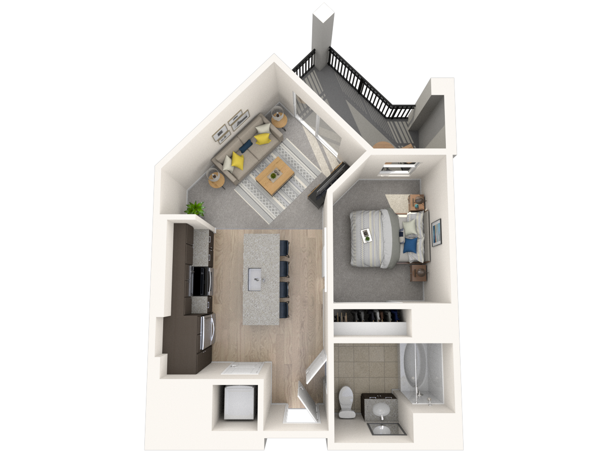 Floor plan for studio, 1 bath, 554 sqft